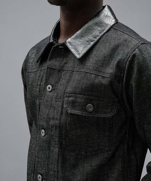 ANDER HUNK(アンダーハンク)の「Crocodile Collar Slav Denim Jacket/クロコダイルカラースラブデニムジャケット(デニムジャケット・メンズ・インディゴブルー/ブラック・SMALL/MEDIUM/LARGE)」の5枚目の写真