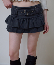 Cancan Belted Mini Skirt [Charcoal]