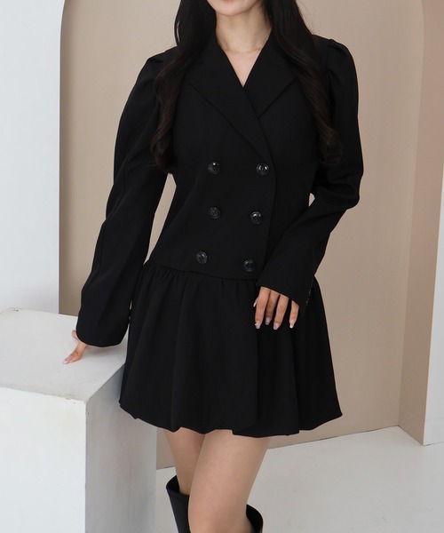 SOELA(ソエラ)の「トレンチバルーン長袖ミニワンピース(ワンピース・レディース・チャコールグレー/ブラック・M)」の3枚目の写真