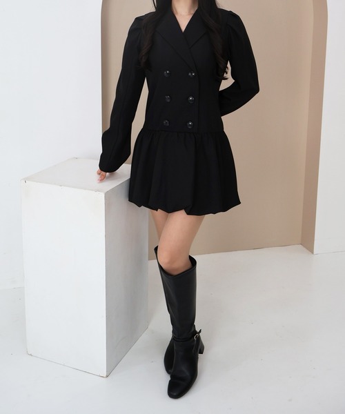 SOELA(ソエラ)の「トレンチバルーン長袖ミニワンピース(ワンピース・レディース・チャコールグレー/ブラック・M)」の8枚目の写真