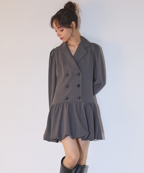 SOELA(ソエラ)の「トレンチバルーン長袖ミニワンピース(ワンピース・レディース・チャコールグレー/ブラック・M)」の10枚目の写真