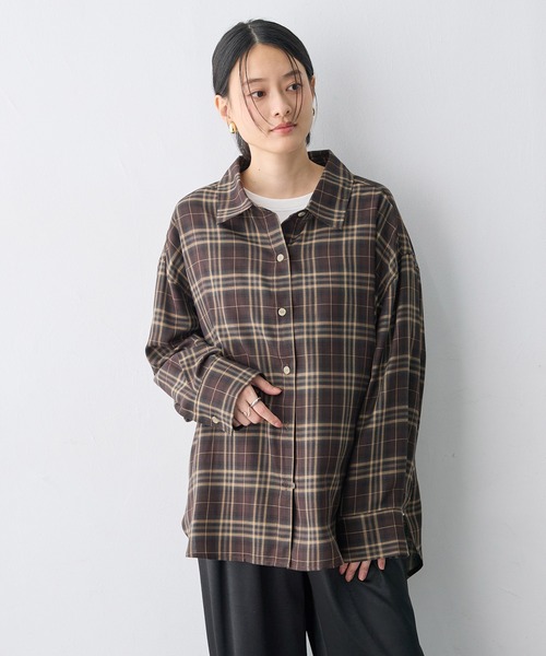 anyfee(エニフィー)の「【anyfee/大きいサイズ】リラックスフィットチェック柄シャツ(シャツ/ブラウス・レディース・ダークブラウン/ネイビー・LL/3L/5L/4L)」の15枚目の写真