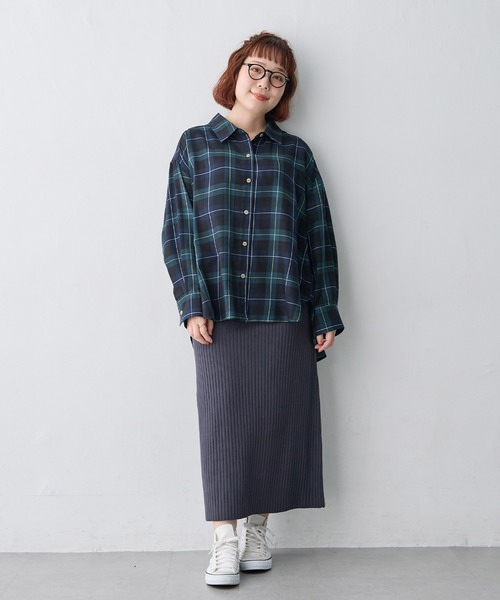 anyfee(エニフィー)の「【anyfee/大きいサイズ】リラックスフィットチェック柄シャツ(シャツ/ブラウス・レディース・ダークブラウン/ネイビー・LL/3L/5L/4L)」の22枚目の写真
