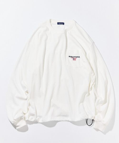 NAUTICA(ノーティカ)の「NAUTICA/ノーティカ リラックスフィット フラッグロゴ ヘムコード ロングスリーブ ポケットTシャツ(Tシャツ/カットソー・メンズ・ブラック/ネイビー/ライトグレー/ホワイト・MEDIUM/LARGE/X-LARGE/XX-LARGE)」の2枚目の写真