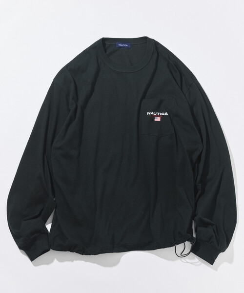 NAUTICA(ノーティカ)の「NAUTICA/ノーティカ リラックスフィット フラッグロゴ ヘムコード ロングスリーブ ポケットTシャツ(Tシャツ/カットソー・メンズ・ブラック/ネイビー/ライトグレー/ホワイト・MEDIUM/LARGE/X-LARGE/XX-LARGE)」の3枚目の写真