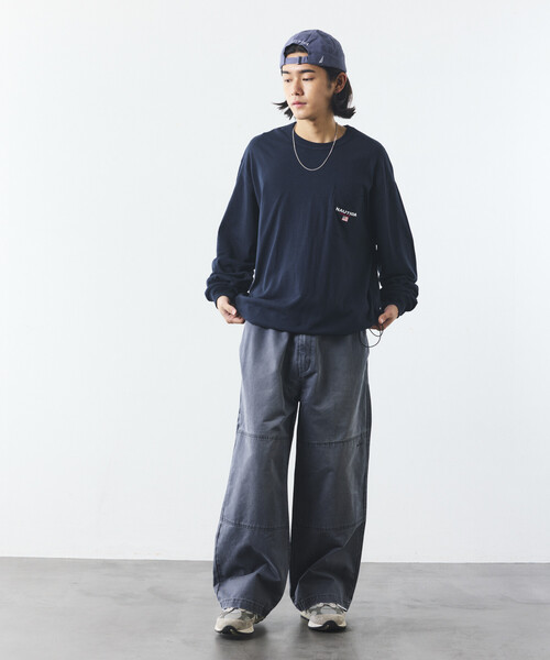 NAUTICA(ノーティカ)の「NAUTICA/ノーティカ リラックスフィット フラッグロゴ ヘムコード ロングスリーブ ポケットTシャツ(Tシャツ/カットソー・メンズ・ブラック/ネイビー/ライトグレー/ホワイト・MEDIUM/LARGE/X-LARGE/XX-LARGE)」の11枚目の写真