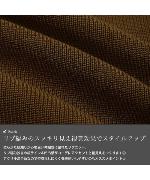 GOLDJAPAN(ゴールドジャパン)の「Vネックテールカットリブニット【大きいサイズ対応】(ニット/セーター・レディース・ブラック/ブラウン/ベージュ/キャメル・LL/3L/4L)」の8枚目の写真
