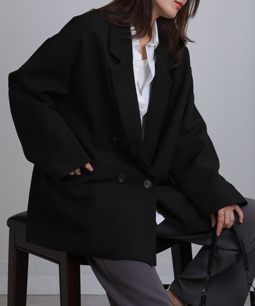 Seop(セオピ)の「オーバーサイズシルエット テーラードジャケット(テーラードジャケット・レディース・ブラック/ベージュ/グレー・M)」の2枚目の写真