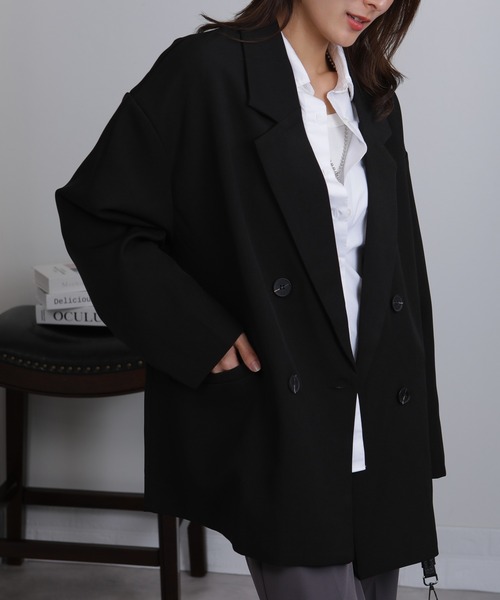 Seop(セオピ)の「オーバーサイズシルエット テーラードジャケット(テーラードジャケット・レディース・ブラック/ベージュ/グレー・M)」の21枚目の写真