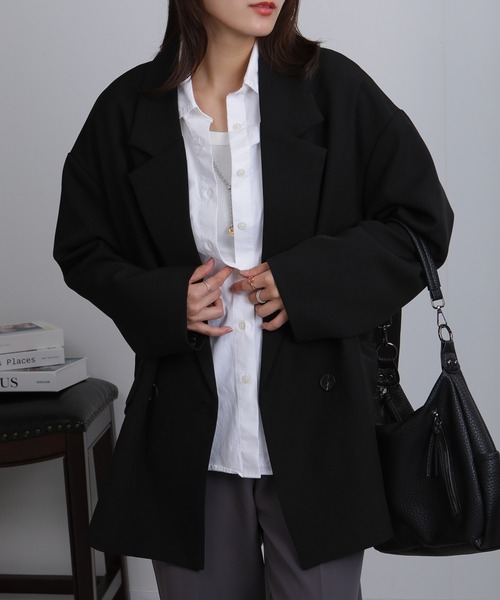Seop(セオピ)の「オーバーサイズシルエット テーラードジャケット(テーラードジャケット・レディース・ブラック/ベージュ/グレー・M)」の20枚目の写真
