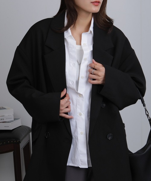 Seop(セオピ)の「オーバーサイズシルエット テーラードジャケット(テーラードジャケット・レディース・ブラック/ベージュ/グレー・M)」の19枚目の写真