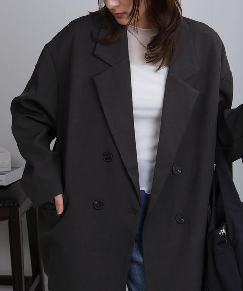 Seop(セオピ)の「オーバーサイズシルエット テーラードジャケット(テーラードジャケット・レディース・ブラック/ベージュ/グレー・M)」の15枚目の写真