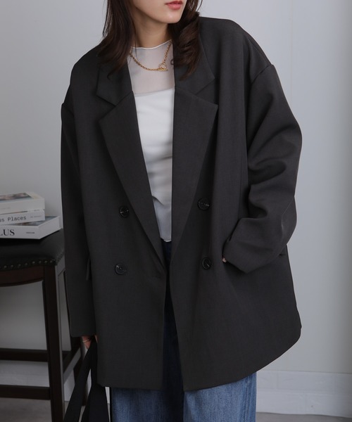 Seop(セオピ)の「オーバーサイズシルエット テーラードジャケット(テーラードジャケット・レディース・ブラック/ベージュ/グレー・M)」の14枚目の写真