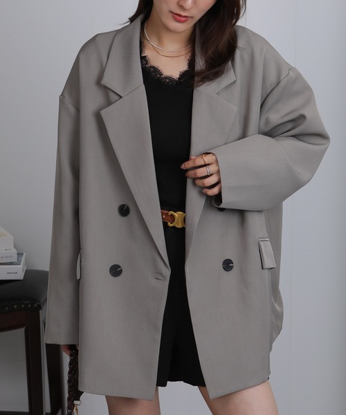 Seop(セオピ)の「オーバーサイズシルエット テーラードジャケット(テーラードジャケット・レディース・ブラック/ベージュ/グレー・M)」の5枚目の写真