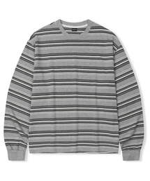 レイヤーストライプ ロングスリーブTシャツ グレー