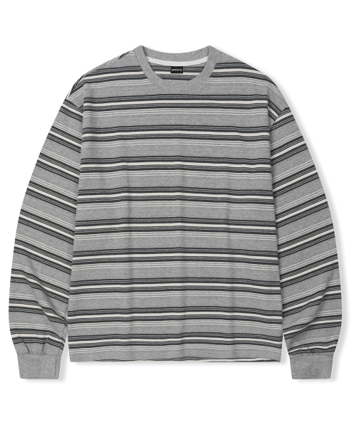 MOOVN(ムブン)の「レイヤーストライプ ロングスリーブTシャツ グレー(Tシャツ/カットソー・レディース・その他・SMALL/MEDIUM/LARGE)」の1枚目の写真