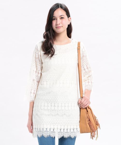 Rope Picnic ロペピクニック の ドットレースチュニック その他トップス Wear