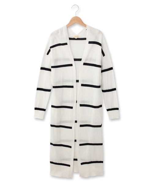 HusHusH（ハッシュアッシュ）の「ロングニットカーディガン（カーディガン/ボレロ・レディース・グリーン/ホワイト/グレー・03/02）」の2枚目の写真