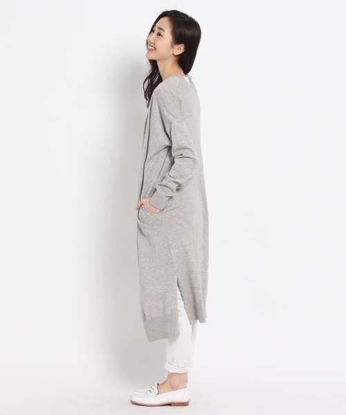 HusHusH（ハッシュアッシュ）の「ロングニットカーディガン（カーディガン/ボレロ・レディース・グリーン/ホワイト/グレー・03/02）」の5枚目の写真