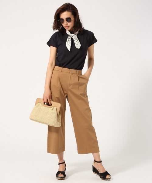 GLOBAL WORK（グローバルワーク）の「スカーフセットワイドリブＴ/722864（Tシャツ/カットソー・レディース・ホワイト/ホワイト×ネイビー/ベージュ/ネイビー・MEDIUM/SMALL/LARGE）」の8枚目の写真