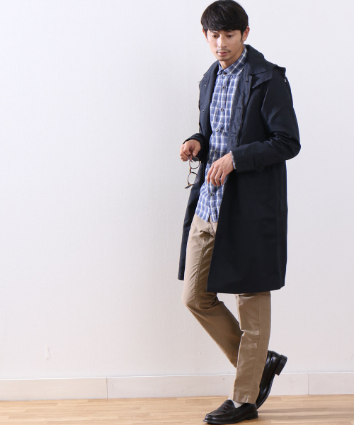 MYSELF ABAHOUSE（マイセルフアバハウス）の「【一番人気】着脱フードステンカラーコート | マイセルフ（ステンカラーコート・メンズ・ネイビー/ベージュ/カーキ・LARGE/SMALL/MEDIUM）」の9枚目の写真