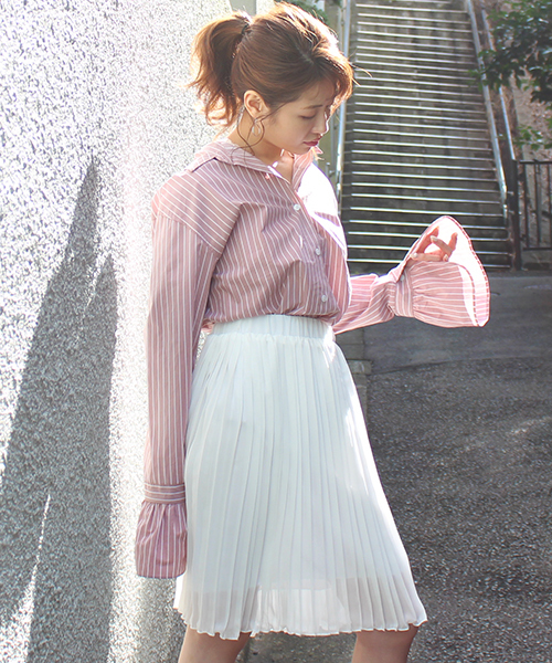 MICOAMERI（ミコアメリ）の「プリーツボリュームスカート（スカート・レディース・オフホワイト/ピンク/ブラック・FREE）」の8枚目の写真