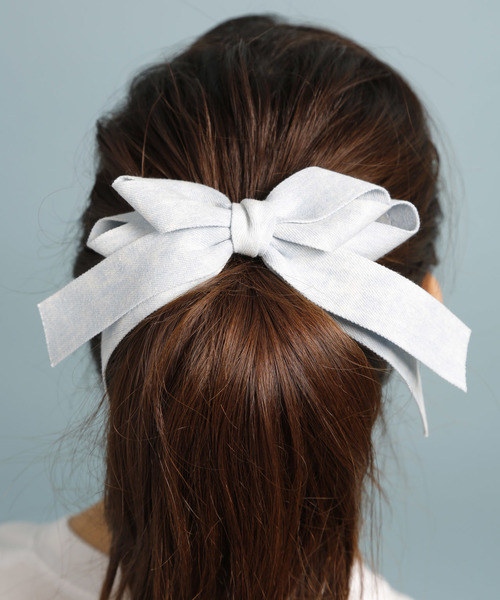 PLAIN CLOTHING(プレーンクロージング)の「デニムリボンヘアゴム【PLAIN CLOTHING】(ヘアゴム・レディース・ライトブルー/ブルー・FREE)」の11枚目の写真