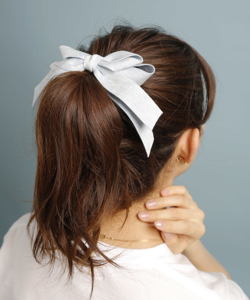 PLAIN CLOTHING(プレーンクロージング)の「デニムリボンヘアゴム【PLAIN CLOTHING】(ヘアゴム・レディース・ライトブルー/ブルー・FREE)」の12枚目の写真