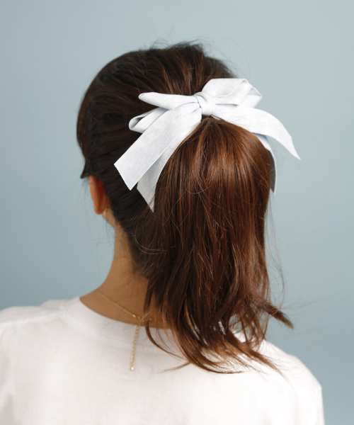 PLAIN CLOTHING(プレーンクロージング)の「デニムリボンヘアゴム【PLAIN CLOTHING】(ヘアゴム・レディース・ライトブルー/ブルー・FREE)」の13枚目の写真