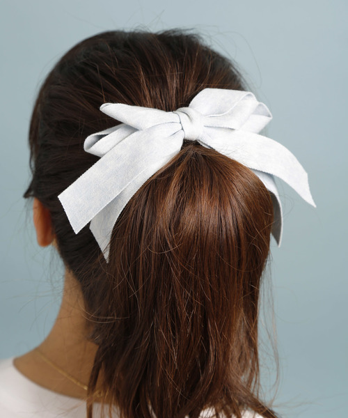 PLAIN CLOTHING(プレーンクロージング)の「デニムリボンヘアゴム【PLAIN CLOTHING】(ヘアゴム・レディース・ライトブルー/ブルー・FREE)」の14枚目の写真