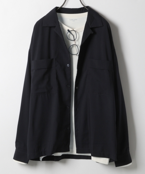 GLOBAL WORK（グローバルワーク）の「TRオープンカラーシャツ/760239（シャツ/ブラウス・メンズ・グレー/ブラウン/ネイビー・MEDIUM/SMALL/LARGE）」の3枚目の写真