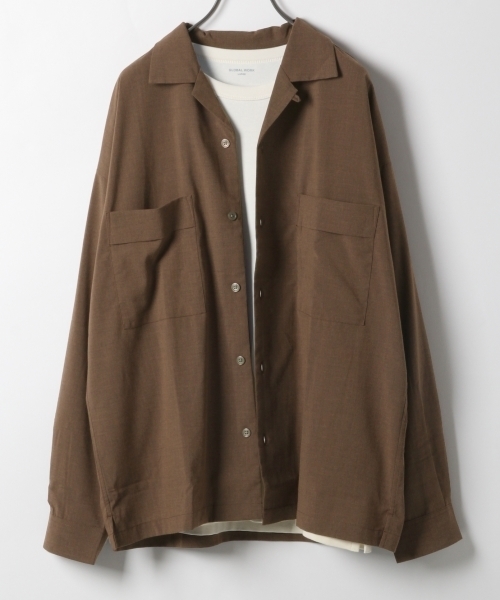 GLOBAL WORK（グローバルワーク）の「TRオープンカラーシャツ/760239（シャツ/ブラウス・メンズ・グレー/ブラウン/ネイビー・MEDIUM/SMALL/LARGE）」の2枚目の写真