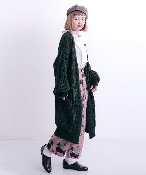 MERLOT（メルロー）の「ケーブルニットロングカーディガン6282（カーディガン/ボレロ・レディース・ブラック/オフホワイト/イエロー/グリーン・FREE）」の18枚目の写真