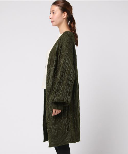 MERLOT（メルロー）の「ケーブルニットロングカーディガン6282（カーディガン/ボレロ・レディース・ブラック/オフホワイト/イエロー/グリーン・FREE）」の13枚目の写真