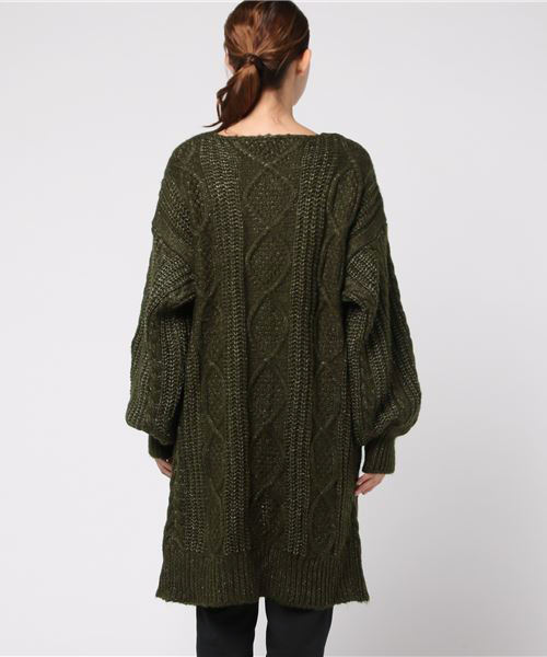 MERLOT（メルロー）の「ケーブルニットロングカーディガン6282（カーディガン/ボレロ・レディース・ブラック/オフホワイト/イエロー/グリーン・FREE）」の17枚目の写真