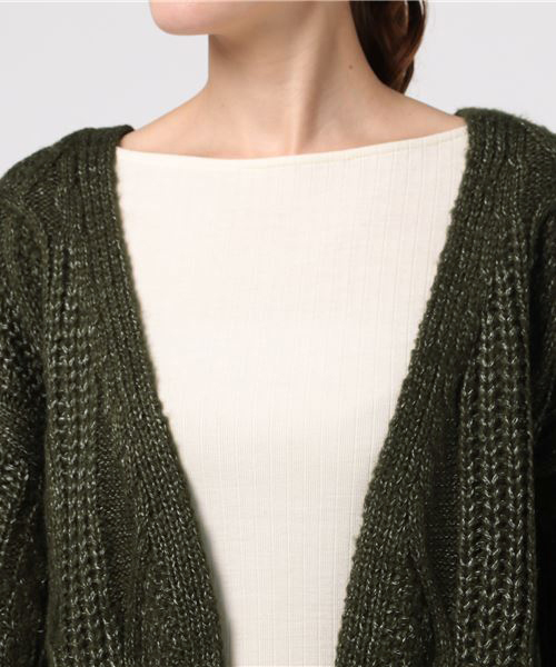 MERLOT（メルロー）の「ケーブルニットロングカーディガン6282（カーディガン/ボレロ・レディース・ブラック/オフホワイト/イエロー/グリーン・FREE）」の15枚目の写真