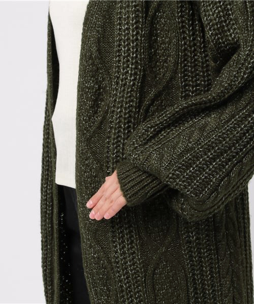 MERLOT（メルロー）の「ケーブルニットロングカーディガン6282（カーディガン/ボレロ・レディース・ブラック/オフホワイト/イエロー/グリーン・FREE）」の9枚目の写真