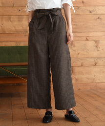 Luz Llena | [ベルト付き]起毛グレンチェック柄ワイドパンツ(その他パンツ)