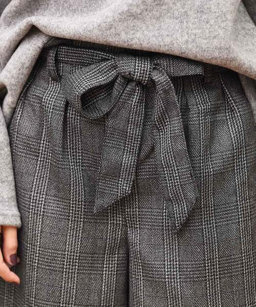 Luz Llena（ラズレナ）の「[ベルト付き]起毛グレンチェック柄ワイドパンツ（その他パンツ・レディース・ブラック/ブラウン・MEDIUM）」の12枚目の写真