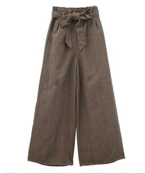 Luz Llena（ラズレナ）の「[ベルト付き]起毛グレンチェック柄ワイドパンツ（その他パンツ・レディース・ブラック/ブラウン・MEDIUM）」の16枚目の写真