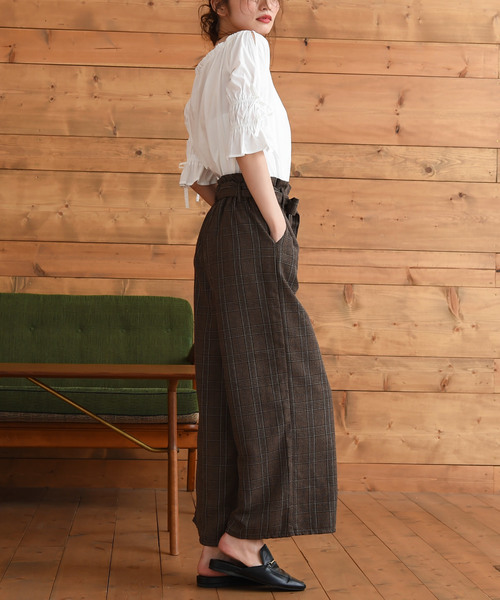 Luz Llena（ラズレナ）の「[ベルト付き]起毛グレンチェック柄ワイドパンツ（その他パンツ・レディース・ブラック/ブラウン・MEDIUM）」の22枚目の写真