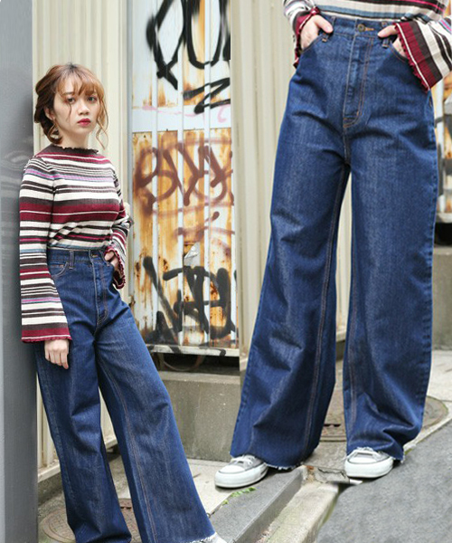Apres Jour アプレジュール の デニムハイウエストワイドパンツ Zozotown限定アイテム デニムパンツ Wear