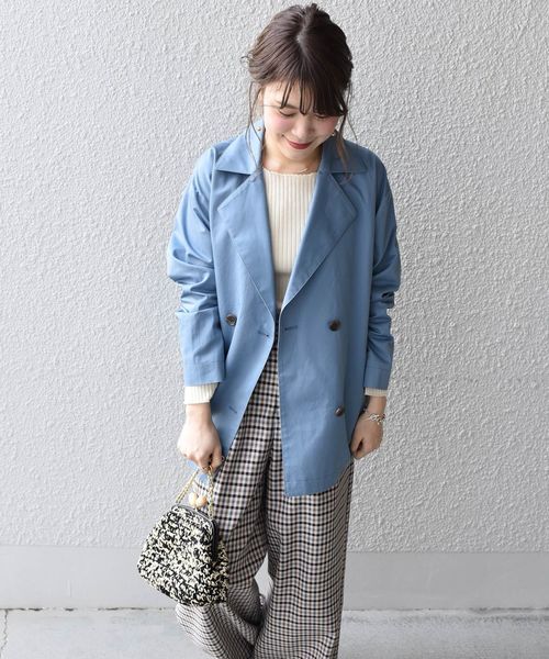 liflattie ships(リフラティ シップス)の「liflattie ships:ショートトレンチ◇(トレンチコート・レディース・ライトブルー/ベージュ・SMALL/MEDIUM)」の4枚目の写真