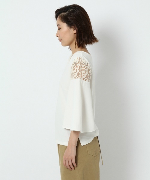 laboratory work（ラボラトリーワーク）の「パネルレースフレアスリーブVネックプルオーバー（Tシャツ/カットソー・レディース・オフホワイト/ブラック/イエロー系その他・MEDIUM）」の9枚目の写真