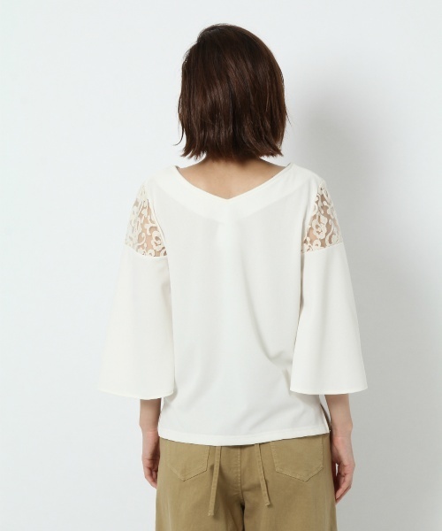 laboratory work（ラボラトリーワーク）の「パネルレースフレアスリーブVネックプルオーバー（Tシャツ/カットソー・レディース・オフホワイト/ブラック/イエロー系その他・MEDIUM）」の10枚目の写真