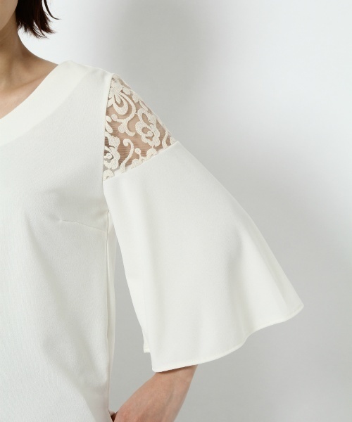 laboratory work（ラボラトリーワーク）の「パネルレースフレアスリーブVネックプルオーバー（Tシャツ/カットソー・レディース・オフホワイト/ブラック/イエロー系その他・MEDIUM）」の13枚目の写真