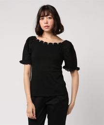 LODISPOTTO | カットワークパワショルカットトップス(Tシャツ/カットソー)