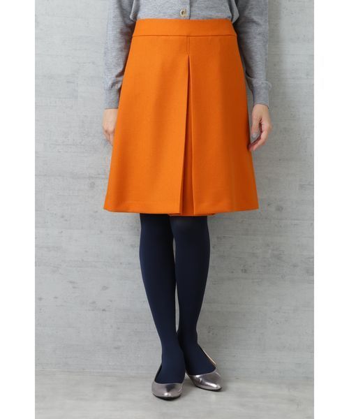 PLATIS PLATIS プリーツスカート オレンジ プリーツプリーズPLEATS PLEASE バイカラー消しプリーツスカート