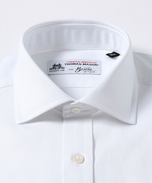 BRILLA per il gusto(ブリッラペルイルグースト)の「Brilla per il gusto / ドビー ワイドカラーシャツ(THOMAS MASON fabric)(シャツ/ブラウス・メンズ・ホワイト・40/38/39/41/42/37)」の2枚目の写真