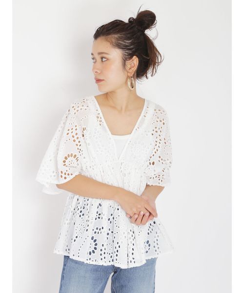 Ungrid(アングリッド)の「コットンレースボリュームブラウス(シャツ/ブラウス・レディース・パープル/オフホワイト/グリーン・FREE)」の8枚目の写真